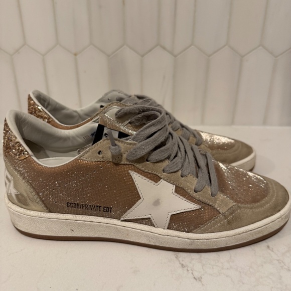 Golden Goose Ball Star Low Top Sneaker Nordstrom Exclusive Natural/ Gold/ Grey - Picture 3 of 8